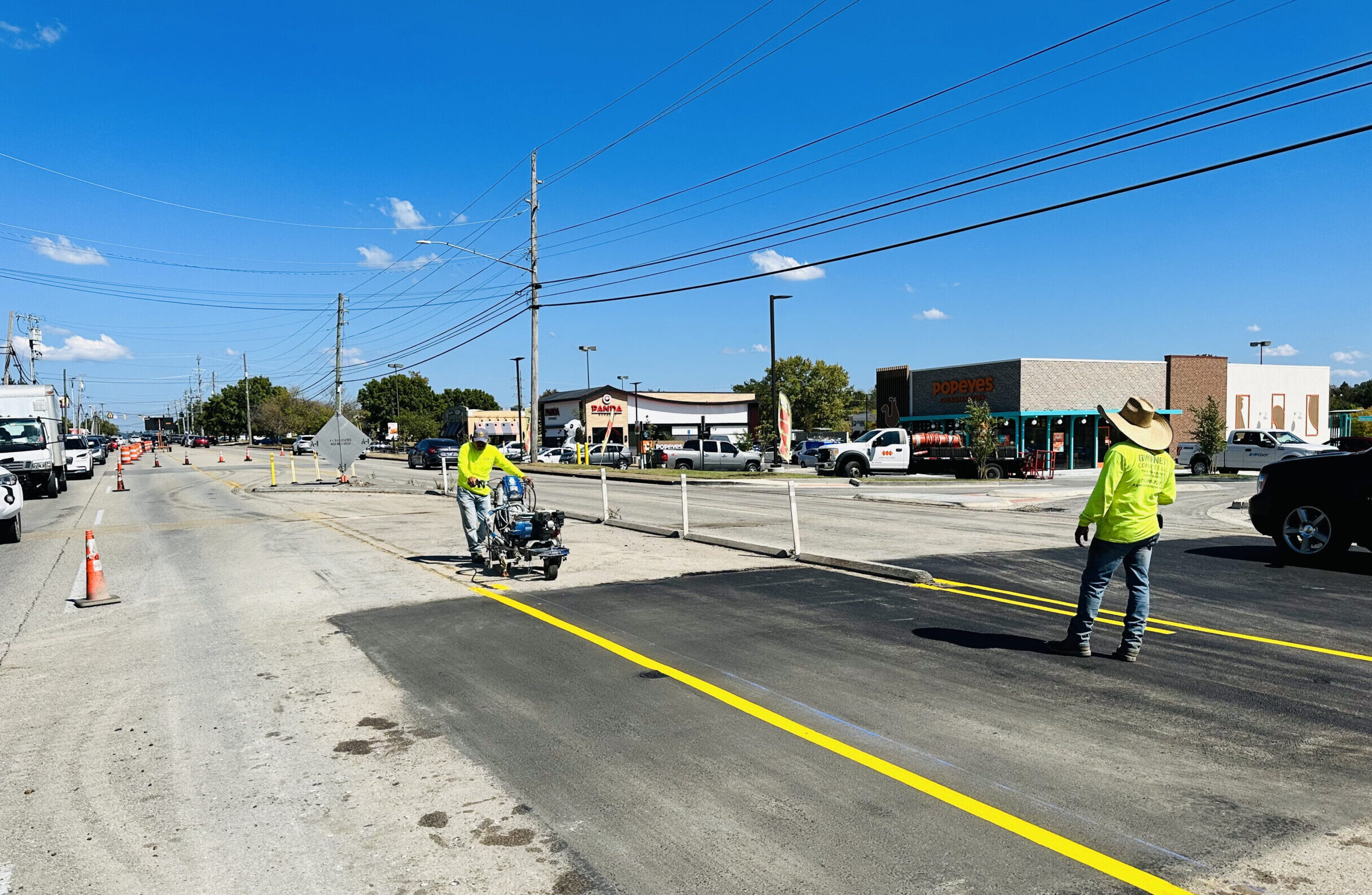 Asphalt striping work